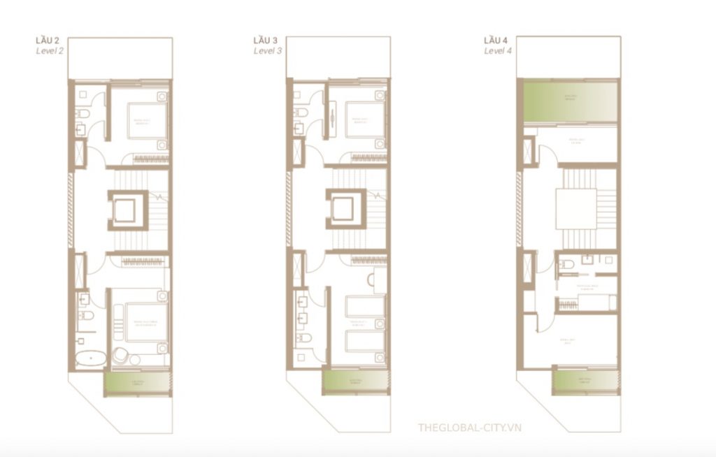 Layout Nhà Phố Soho loại 4A-4B - The Global City