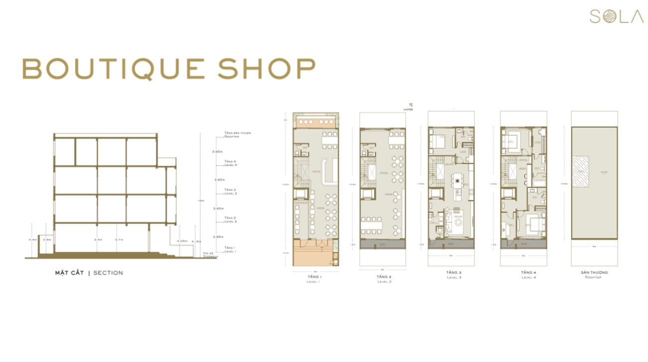 layout thiết kế boutique shop sola The Global City