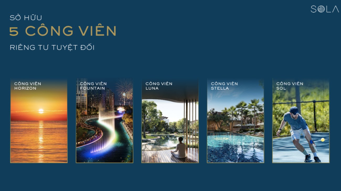 tiện ích 5 công viên riêng tư tại khu biệt thự SOLA The Global City