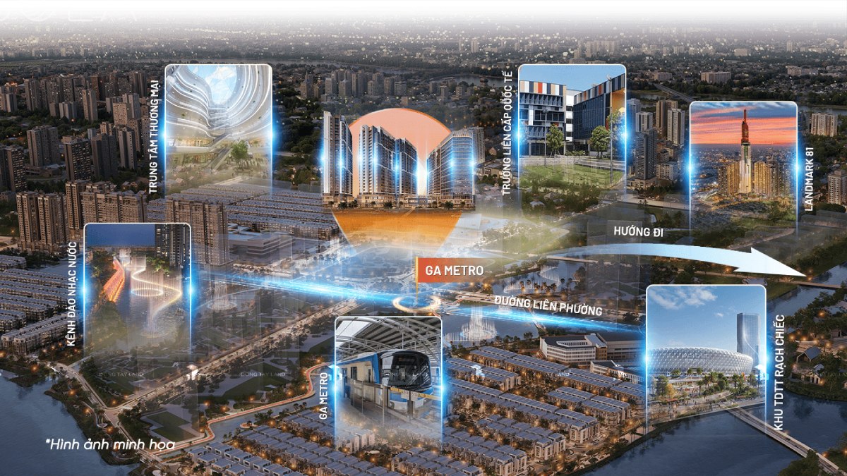 Tiện ích hồ bơi vô cực Masteri Cosmo Central view kênh đào nhạc nước